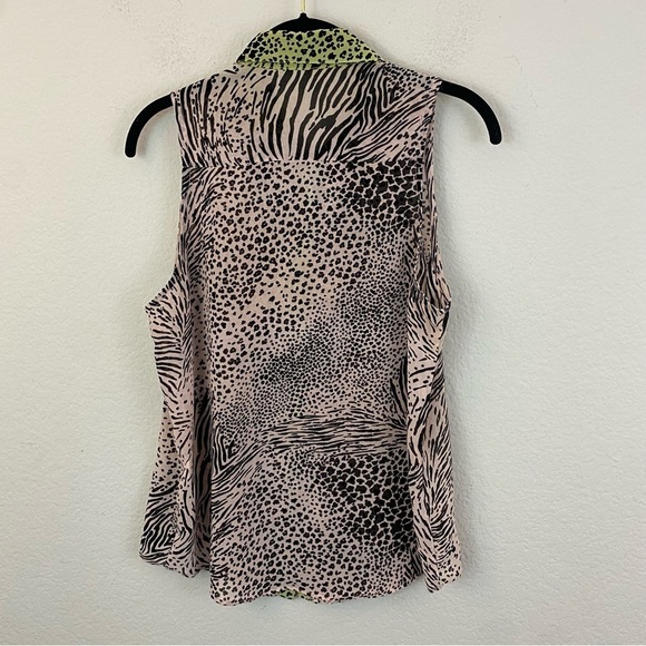 Clara Ibarguren SheerTan, Black, Green Mixed Animal Print Sleeveless Blouse 12 - Picture 6 of 8